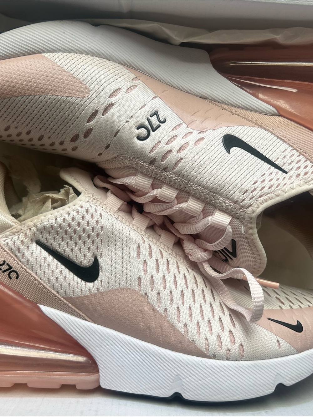 Nike Women's Air Max 270 Pale Pink and White Athletic Sneakers